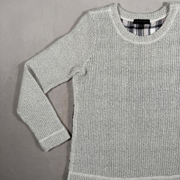 Sactuary Sweater Womens Small Light Gray Plaid Lined Long Sleeve Wool Blend - Picture 2 of 15